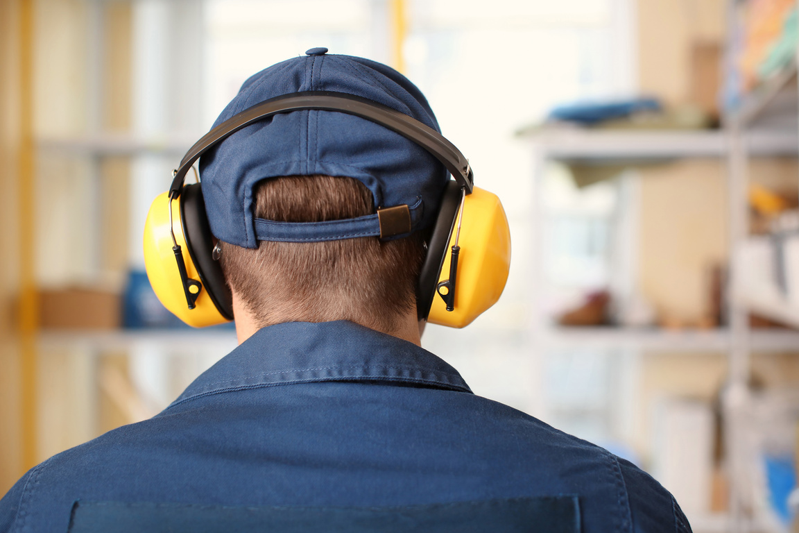 Male Worker with Hearing Protectors